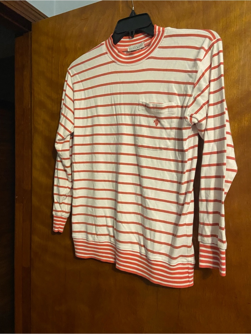 Ecco White and Coral Striped Long Sleeve Tee